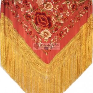 Mantón de manila en seda natural bordado a mano